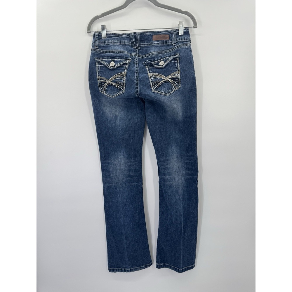 Retro Y2K Wallflower Denim Jeans 5 Rhinestone Button Back Flap Mid Rise Street
